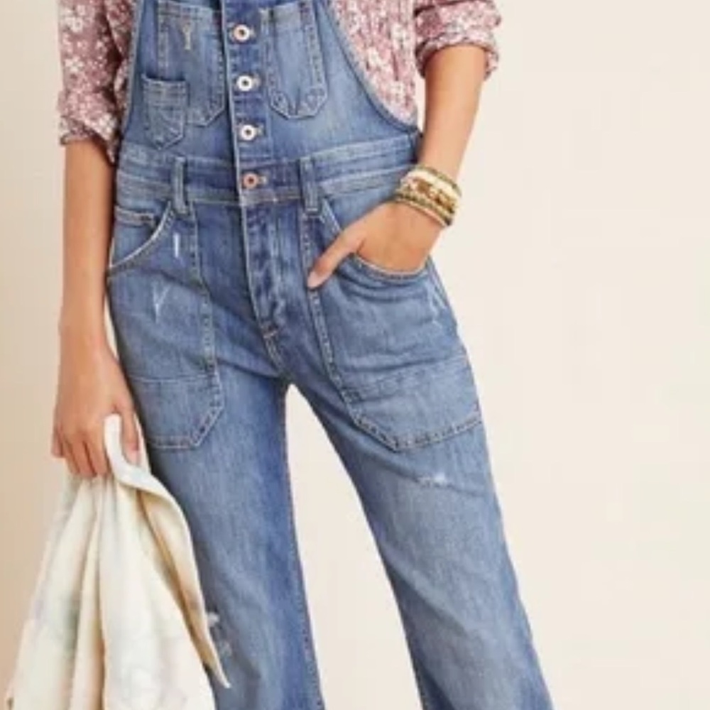 Pilcro by Anthropologie Blue Denim Overalls. Size 18.